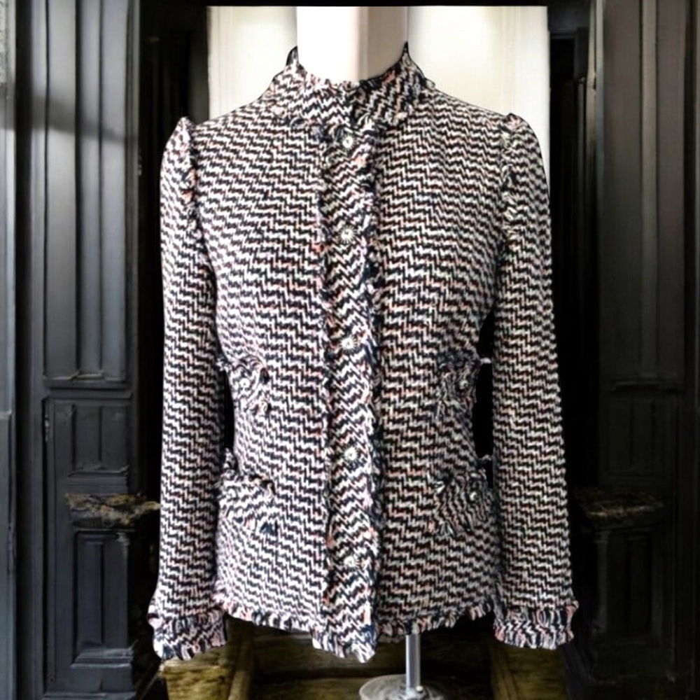 Chanel Classic Boucle Fringe Silk Lined Jacket Size 40